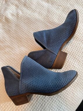 Women’s Navy Perforated Ankle Booties